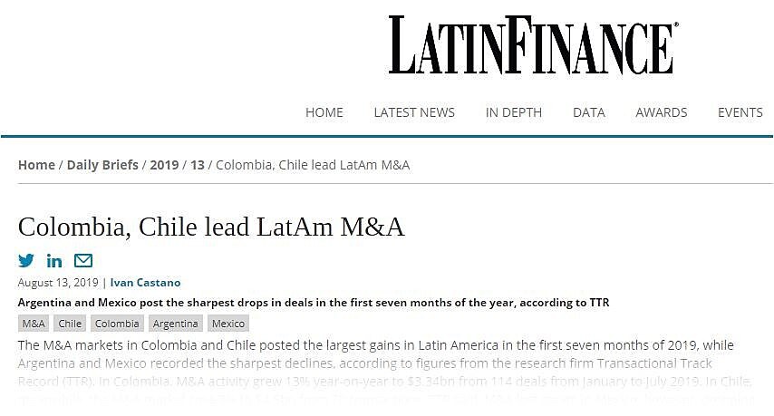 Colombia, Chile lead LatAm M&A